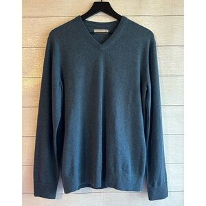 EVERLANE Men’s Cashmere V-Neck Blue Long Sleeve Sweater Medium